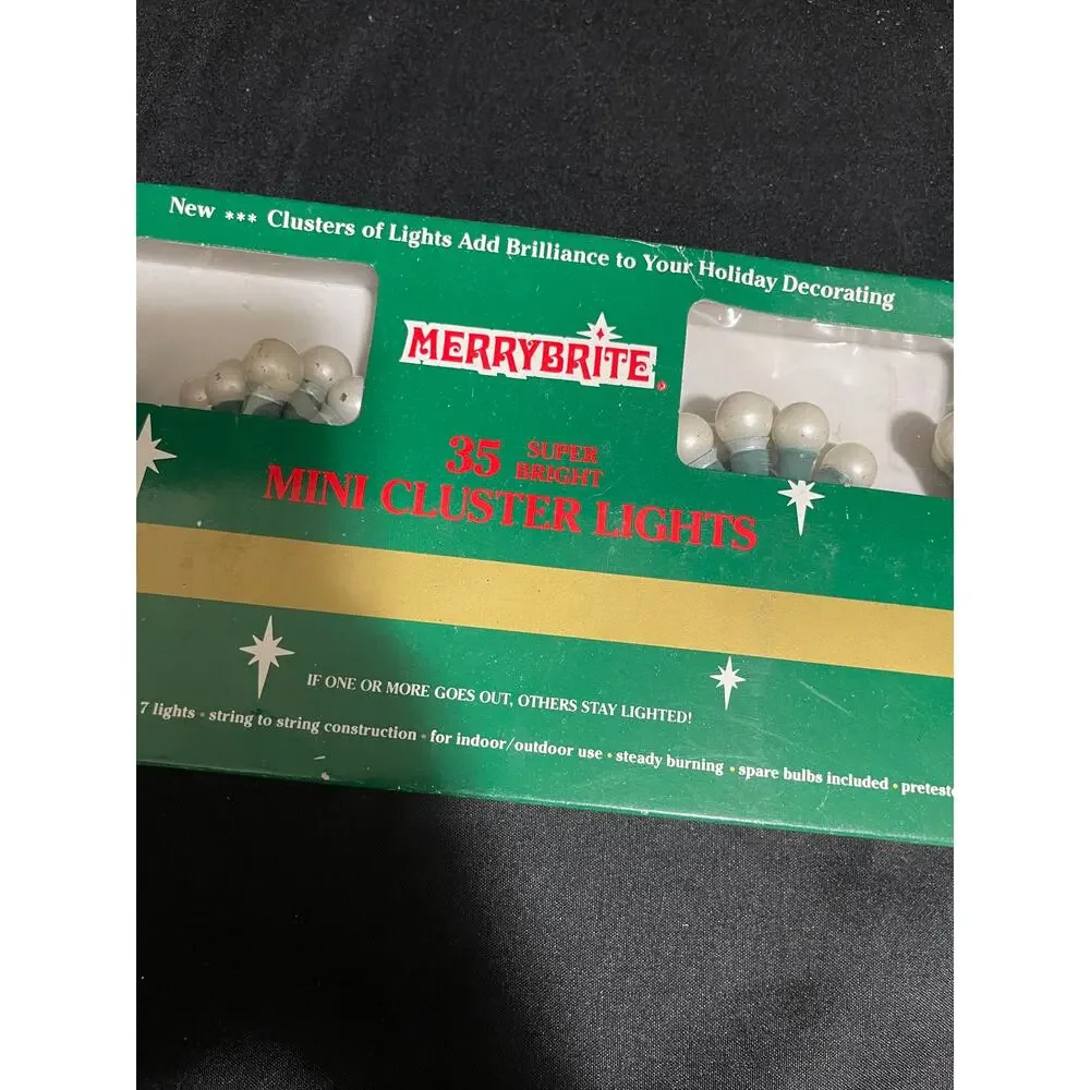 Vintage Merry Bright Mini Cluster Lights - 35 Super Bright NIB Tested Works